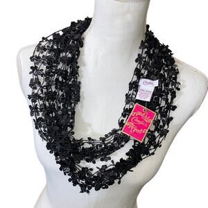 NEW Black Sequin Thin Scarf Candie's Infinity Whimsigoth Goth Witchy NWT